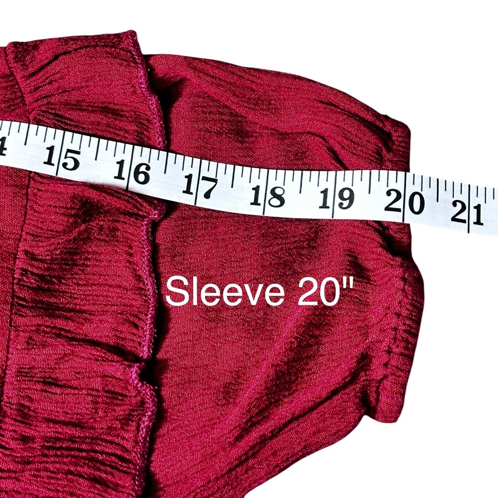 Westport Women's 1X Red Boho Red Peasant Blouse Tie Neck Ruffle Sleeve Comfort - Picture 14 of 16